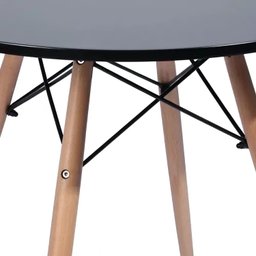 Mesa de Jantar Redonda Eames Eiffel Wood 80cm Preta – Tampo Mdf Laqueado, Base em Madeira e Metal - 7
