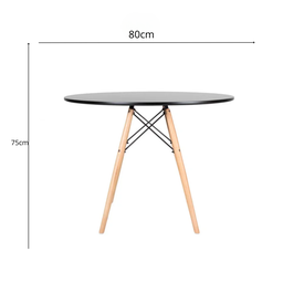 Mesa de Jantar Redonda Eames Eiffel Wood 80cm Preta – Tampo Mdf Laqueado, Base em Madeira e Metal - 5
