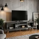 Ver imagem 2 de Rack para TV 180cm Retro MDF Grafite Dallas - On Móveis