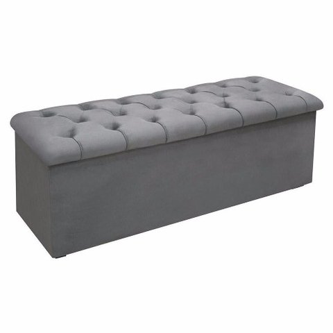 Calçadeira Baú Giovana Queen 160 Cm Suede Cinza - MV Estofados Shop