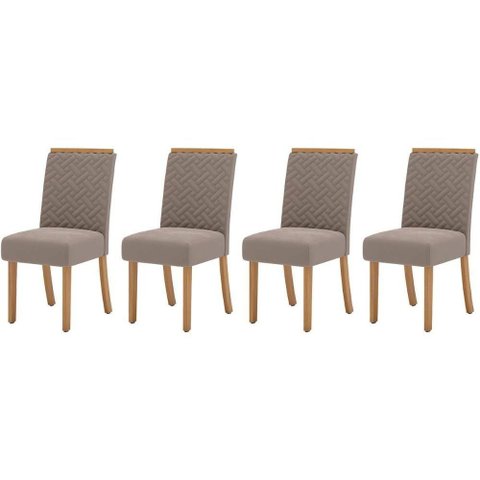 Cadeira Sala de Jantar Malu Kit 4 Un Nature Marrom Amêndoa