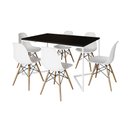 Ver imagem 2 de Mesa Jantar Industrial Retangular Preta 137x90cm Base V Ferro Branco com 6 Cadeiras Branca Eames Mad