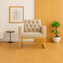 Ver imagem 1 de Poltrona Decorativa para Estúdios e Consultório Base Metal Bege