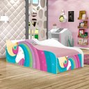 Ver imagem 1 de Cama Carro Fun Adesivada Unicórnio Arco Íris Solteiro