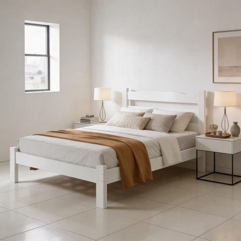 Cama Casal Queen com Colchão Madeira Maciça Robusta Repleta