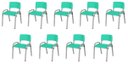 Ver imagem 2 de Kit 9 Cadeira Iso Infantil Creche, Escola Base Cinza Verde Água