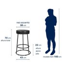 Ver imagem 4 de Kit 4 Banquetas Roma 70cm Couríssimo Preto - Salaone