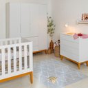 Ver imagem 1 de Kit Quarto Infantil com Pés Square Mel - Cômoda Elfe 4 Gavetas + Guarda-Roupa Elfe + Berço Mini Cama