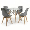 Ver imagem 2 de Mesa Eames Vidro 90cm + 4 Cadeiras Saarinen Wood Seat&Co