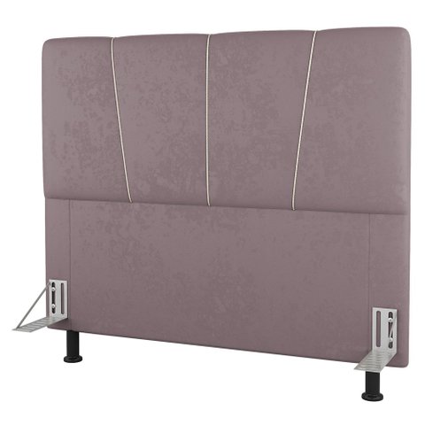 Cabeceira Cama Box Casal Queen Size Amber 160cm Estofada Veludo Rosê - Desk Design