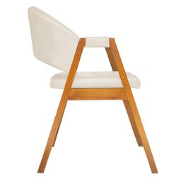 Cadeira de Jantar Estilo Poltrona Madeira Maciça Couríssimo - 7 Decormoveis - Bege - 3