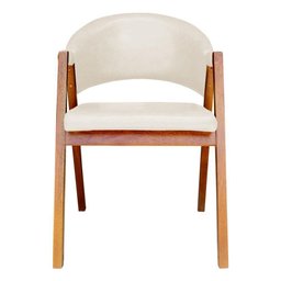 Cadeira de Jantar Estilo Poltrona Madeira Maciça Couríssimo - 7 Decormoveis - Bege - 4