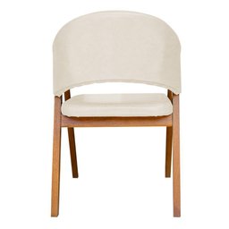 Cadeira de Jantar Estilo Poltrona Madeira Maciça Couríssimo - 7 Decormoveis - Bege - 2