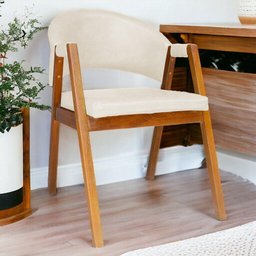 Cadeira de Jantar Estilo Poltrona Madeira Maciça Couríssimo - 7 Decormoveis - Bege - 5