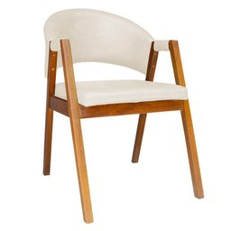 Cadeira de Jantar Estilo Poltrona Madeira Maciça Couríssimo - 7 Decormoveis - Bege - 1