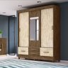 Guarda Roupa 3 Portas Com Espelho Castanho Wood Avelã - 3