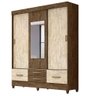 Guarda Roupa 3 Portas Com Espelho Castanho Wood Avelã - 1
