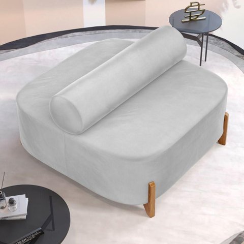 Sofá Ilha Orgânico Living Closet Evo 125cm 02 Lugares Veludo Cinza Claro - Desk Design Cinza Claro
