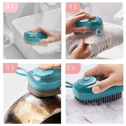 Escova Dispenser Limpeza Multifuncional 3 em 1 Reutilizavel Limpa Lava Esfrega - 4