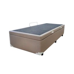 Cama Box Baú Solteiro Colchão Molas Bonnel + Box Sintético Bege 69x88x188 - 2