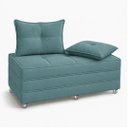 Ver imagem 1 de Puff Cama Dobravel 130cm Casal com Rodízios e Almofadas Cor: Suede Verde Petróleo