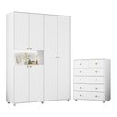 Ver imagem 1 de Jogo de Quarto Vittoria com Guarda Roupa e Cômoda Branco - Móveis Albatroz