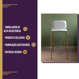 Banqueta Decorativa Santorini para Bar e Bistrô Base Dourada - 11