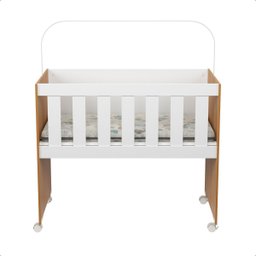 Mini Berço Moisés Trocador com Colchão Multifuncional 5x1 Branco/freijó - 3