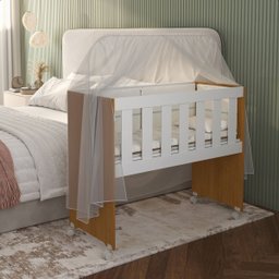 Mini Berço Moisés Trocador com Colchão Multifuncional 5x1 Branco/freijó - 1