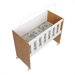 Mini Berço Moisés Trocador com Colchão Multifuncional 5x1 Branco/freijó - 2