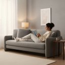 Ver imagem 4 de Sofá 3 Lugares Reclinavel Sala Moderna Vira Cama Moderno:cinza