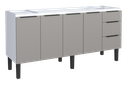 Ver imagem 2 de Gabinete Armário Cozinha Jupter 2.00 Mt 100% Aço P/ Pia -balção 200 Cm -4 Portas - 3 Gavetas:branco/
