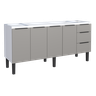 Gabinete Armário Cozinha Jupter 2.00 Mt 100% Aço P/ Pia -balção 200 Cm -4 Portas - 3 Gavetas:branco/ - 2