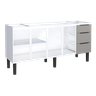 Gabinete Armário Cozinha Jupter 2.00 Mt 100% Aço P/ Pia -balção 200 Cm -4 Portas - 3 Gavetas:branco/ - 6
