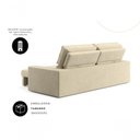 Ver imagem 2 de Sofá com Chaise Hera 3 Lugares Retrátil e Reclinável 170cm Bege Suede