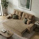 Ver imagem 1 de Sofá com Chaise Hera 3 Lugares Retrátil e Reclinável 170cm Bege Suede