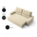 Ver imagem 3 de Sofá com Chaise Hera 3 Lugares Retrátil e Reclinável 170cm Bege Suede