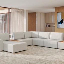 Sofá Agatha Canto com Chaise Pés em Madeira Design Moderno - 2