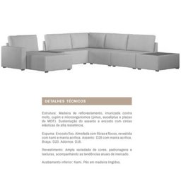 Sofá Agatha Canto com Chaise Pés em Madeira Design Moderno - 7