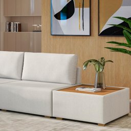 Sofá Agatha Canto com Chaise Pés em Madeira Design Moderno - 5