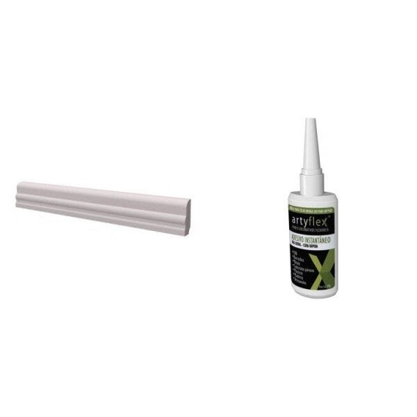 Conjunto Rodapé Eva Flexivel Autocolante 10mmx5cm e Cola Instantanea Artyflex 20g Artyflex - 1