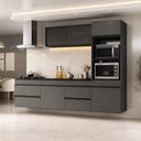 Ver imagem 1 de Armário Cozinha Modulada Completa Suspensa 251,5cm 4 Peças Milano Multimóveis MP2476 Grafite