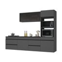 Ver imagem 2 de Armário Cozinha Modulada Completa Suspensa 251,5cm 4 Peças Milano Multimóveis MP2476 Grafite