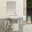 Ver imagem 1 de Gabinete para Banheiro Vidro Glass 80cm com Cuba Branco Inteiro