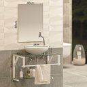 Ver imagem 2 de Gabinete para Banheiro Vidro Glass 80cm com Cuba Branco Inteiro