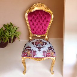 Cadeira Clássica Vermelha e Dourada - 116x55x53cm Prime Home Decor - 2