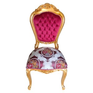Cadeira Clássica Vermelha e Dourada - 116x55x53cm Prime Home Decor