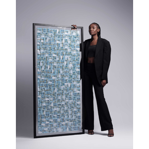 Quadro 3d - Notas de 100 Reais:ultra Gigante 170x85/azul