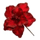 Ver imagem 1 de Flor Artificial Natalina Magnólia Vermelha de Veludo | Linha Natal Encantado