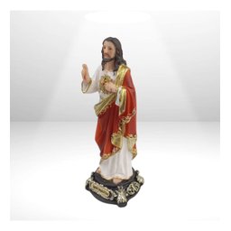 Imagem Sagrado Coracao de Jesus 40cm Resina Rico em Detalhes - 2
